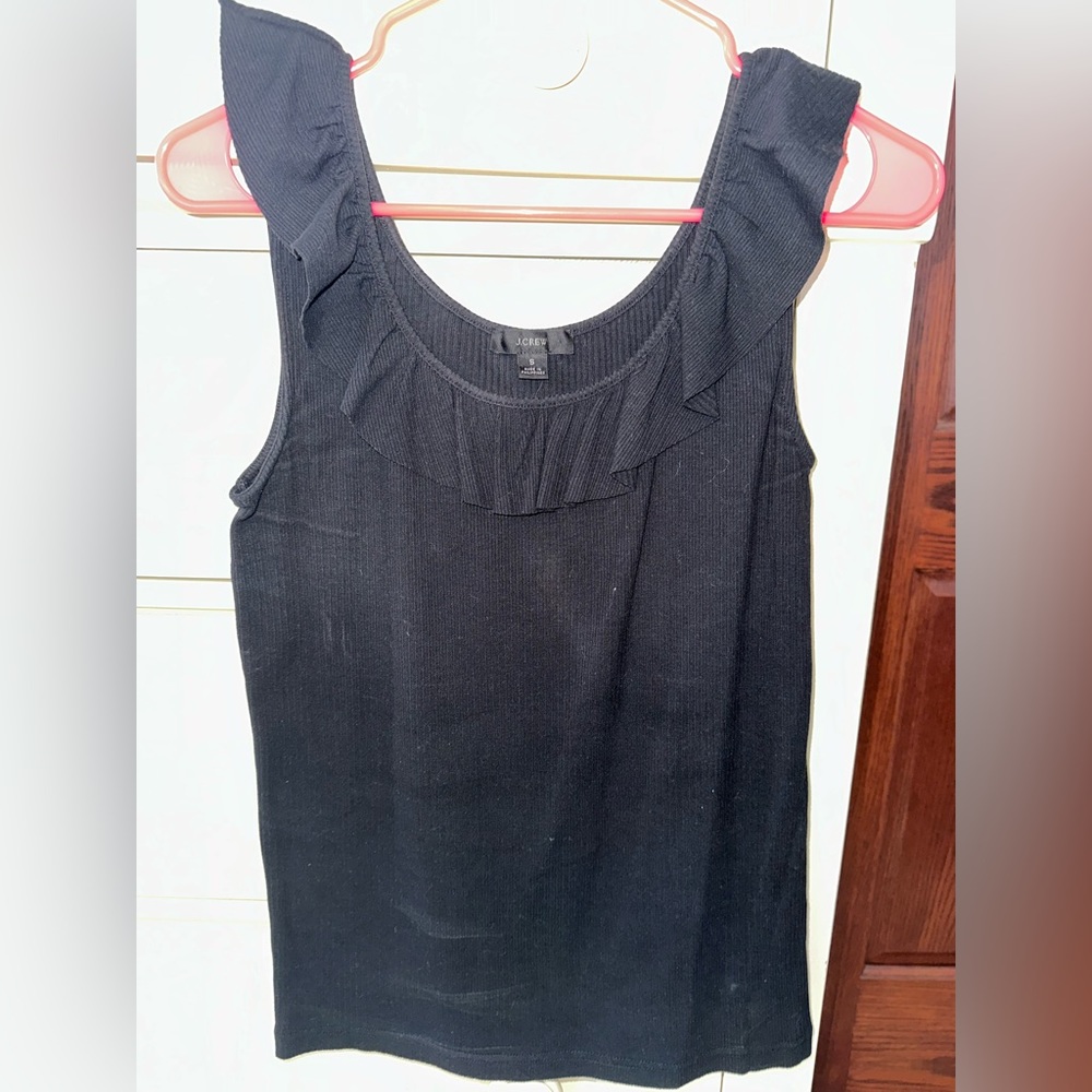 J.Crew women’s sleeveless blouse with ruffled neck. Size small